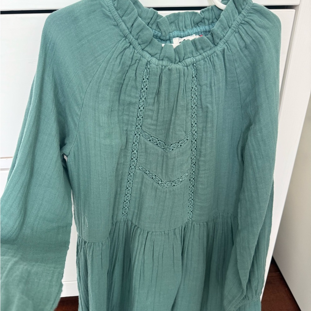 Cyrillus Teal Dress with Lace Detail